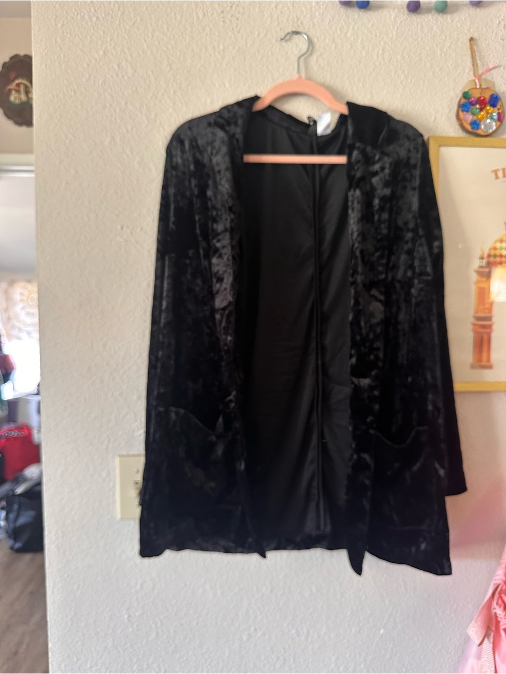H&M Divided Black Velvet Blazer L